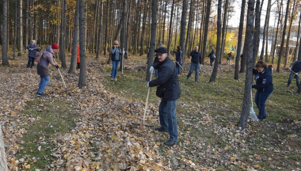 Министры с граблями убирали дендропарк на субботнике Министры с граблями убирали дендропарк на субботнике