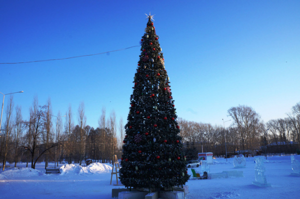 16 тонн льда пошло на строительство новогоднего городка-2020 в Бердске