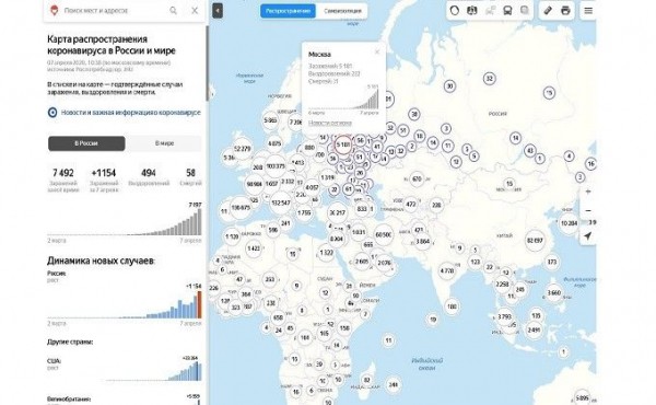 Онлайн-карта коронавируса и режим самоизоляции в городах России 7 апреля