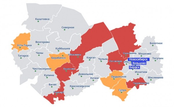 11 районов Новосибирской области, куда проник коронавирус &ndash; карта