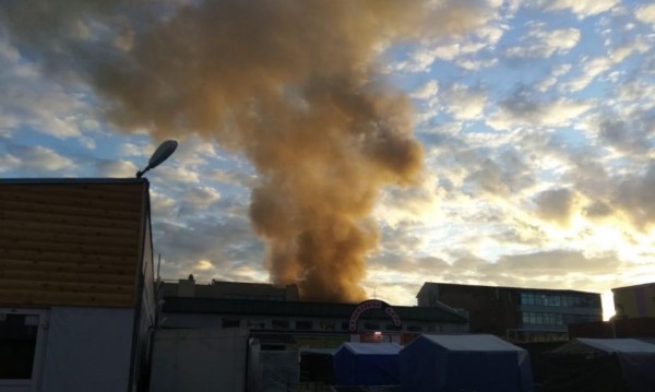 Сильный пожар на Центральном рынке Новосибирска