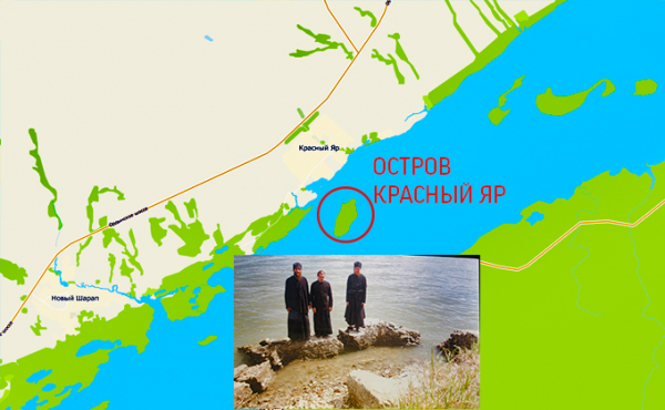 Карта затопленных церквей, поднимающихся со дна Обского моря