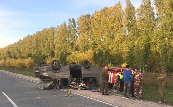 Микроавтобус перевернулся в Черепановском районе Микроавтобус перевернулся в Черепановском районе