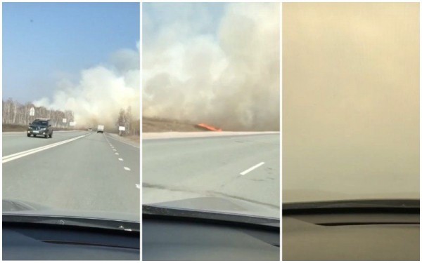 Дымом от ландшафтных пожаров затянуло Ордынскую трассу