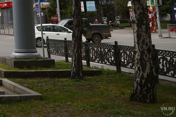 Уникальную чугунную ограду с Красного проспекта сдали на металлолом Уникальную чугунную ограду с Красного проспекта сдали на металлолом