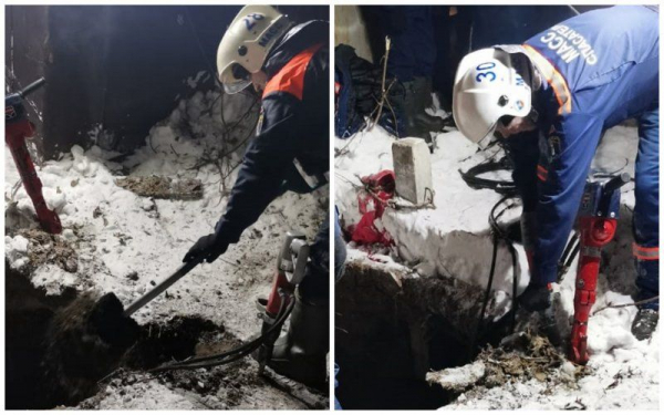 Спасатели всю ночь откапывали двух человек из-под завалов